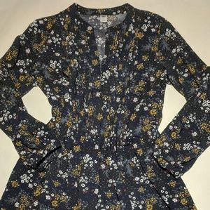 NWOT Long Sleeve Floral Shift Pleated Dress